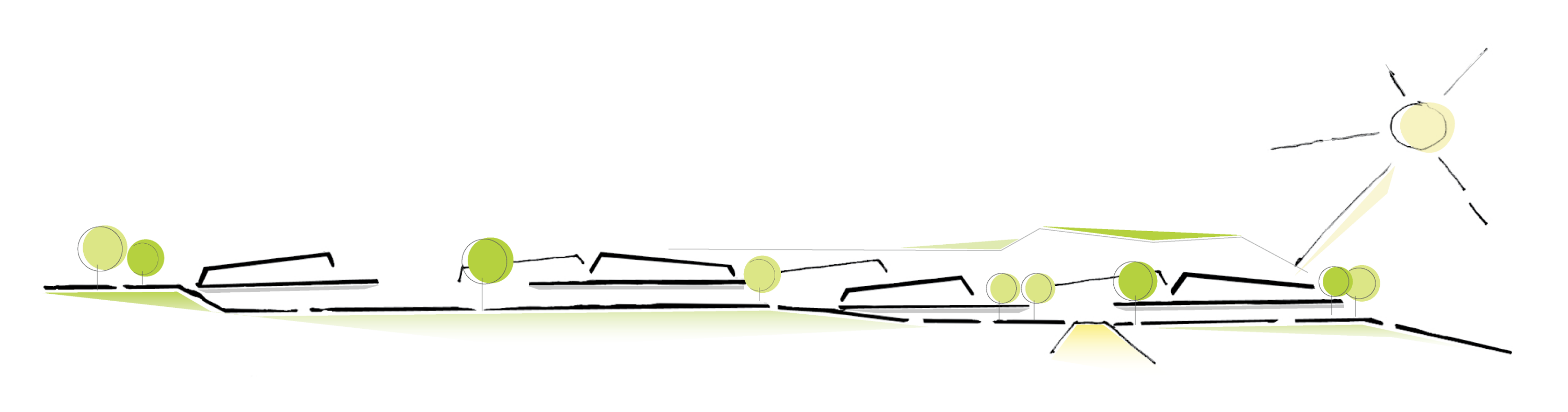 Project by Behnisch Architekturbuero, Public Secondary School Neuburg an der Donau. Short concept sketch.